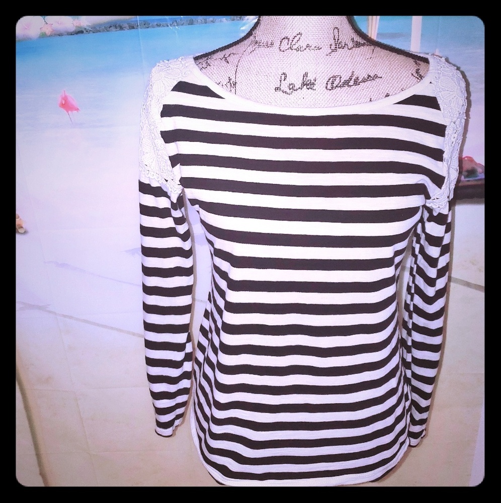 Ann Taylor Long Sleeve Striped Shirt